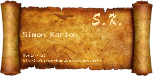 Simon Karion névjegykártya